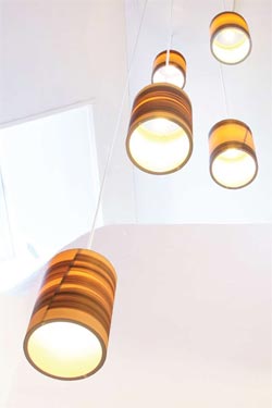 Funk long pendant lamp in walnut wood. Dreizehngrad 13°. 
