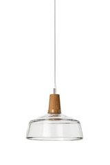 Industrial conical pendant lamp in transparent glass. Dreizehngrad 13°. 