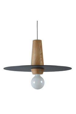 Large wood and metal Disco grey pendant. Dreizehngrad 13°. 