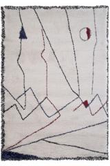 Mirro rouge et bleu tapis contemporain sur fond écru 160x230cm. Edito Paris. Mirro rouge et bleu tapis contemporain sur fond écru 160x230cm. Edito Paris.
