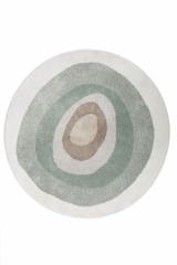 Organik tapis rond ton dominant vert, anneaux concentriques. Edito Paris. Organik tapis rond ton dominant vert, anneaux concentriques. Edito Paris.