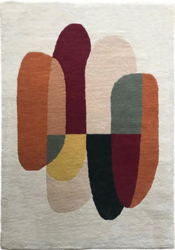 Pluriel multicolore tapis contemporain tons chauds 120x170cm. Edito Paris. 