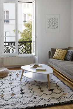 Tapis style ethnique Etnya jaune 135x190. Edito Paris. 