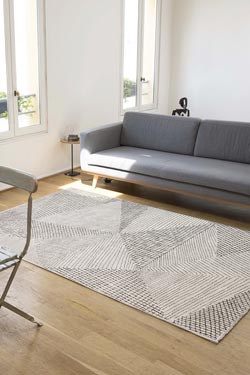Polymagoo tapis gris à motifs géométriques 135x190. Edito Paris. 