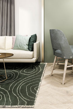 Tree tapis vert mousse et écru 160x230cm. Edito Paris. 