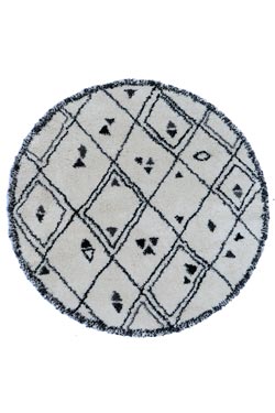 Tapis rond Berber Farandole gris et noir 160cm. Edito Paris. 