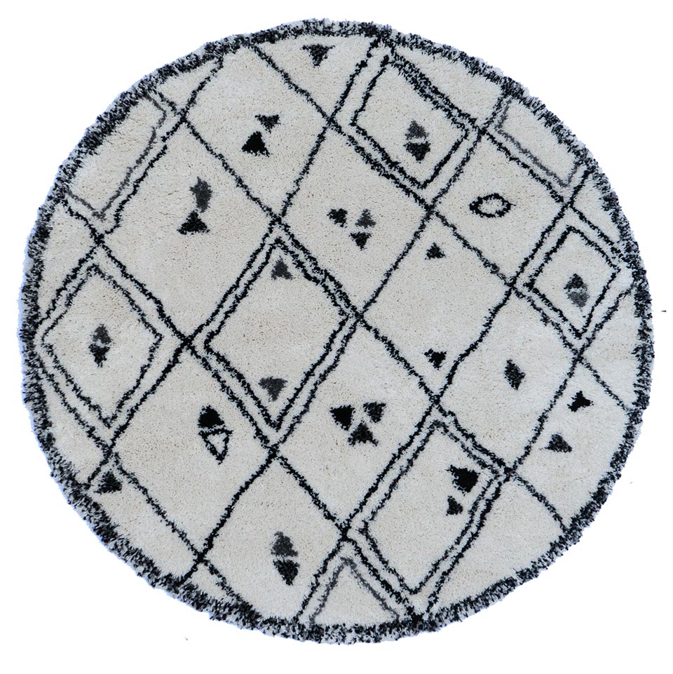 Tapis rond noir et blanc 160 cm