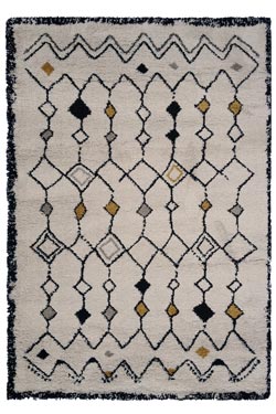 Tapis style ethnique Etnya jaune 135x190. Edito Paris. 