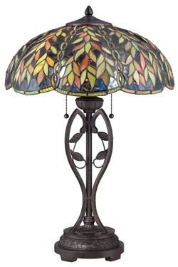 Belle lampe de table Art Nouveau feuillage. Elstead Lighting. 