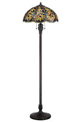 Lampadaire Tiffany décor végétal vert et noir Belle. Elstead Lighting. Lampadaire Tiffany décor végétal vert et noir Belle. Elstead Lighting.