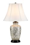 Lampe de table classique en porcelaine craquelée et argentée. Elstead Lighting. 