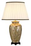 Lampe de table en céramique beige et argent Dian. Elstead Lighting. 