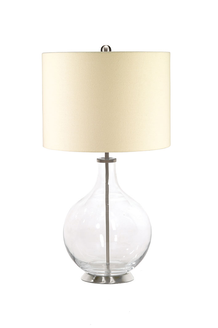 Lampe de table en verre soufflé transparent Orb . Elstead Lighting. 