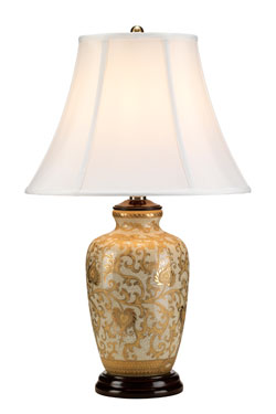 Lampe de table porcelaine craquelée et dorée. Elstead Lighting. 