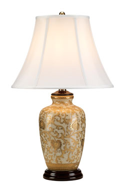 Lampe de table porcelaine craquelée et dorée. Elstead Lighting. 