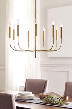 Brianna lustre chandelier 9 lumières doré. Elstead Lighting. 