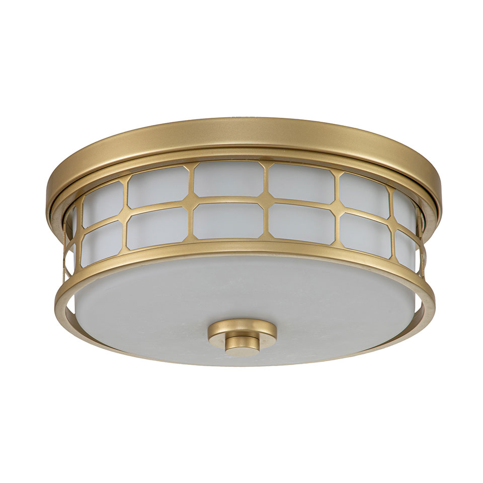 Plafonnier de salle de bain Art Deco doré et opale Guardian : Luminaires  Elstead made in England - Réf. 22100286 - mobile