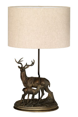 Lampe de table cerf et faon en bronze Amelia. Elstead Lighting. 