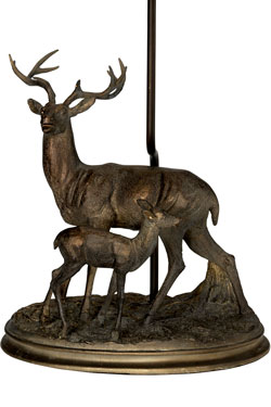 Lampe de table cerf et faon en bronze Amelia. Elstead Lighting. 