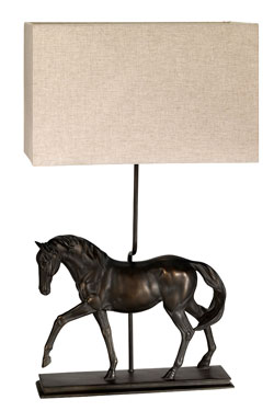 Lampe de table silhouette cheval bronze Dorado. Elstead Lighting. 