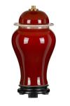 Oxblood lampe de table en céramique rouge vernis. Elstead Lighting. 