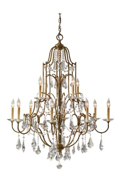 Lustre 12 lumières en bronze vieilli collection Valentina. Elstead Lighting. 