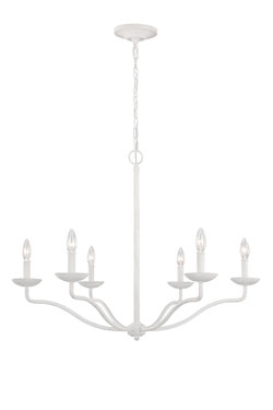 Lustre 6 lumières chandelier blanc Annie. Elstead Lighting. 