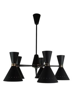 Diva black chandelier 8 lights. Estro. 