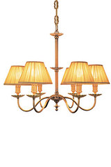 Adara six-light chandelier in aged bronze and pleated fabric. Estro. 