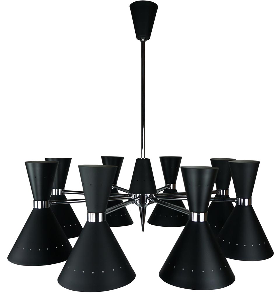 Diva black chandelier 8 lights. Estro. 