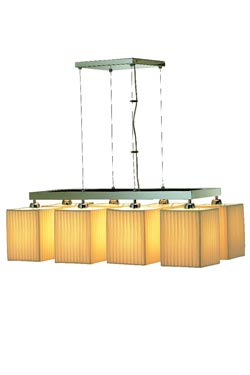 Shaula contemporary chandelier 8 lights in beige pleated fabric. Estro. 