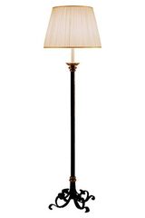 Floor lamp in cast bronze with black patina Sabik beige pleated lampshade. Estro. Floor lamp in cast bronze with black patina Sabik beige pleated lampshade. Estro.