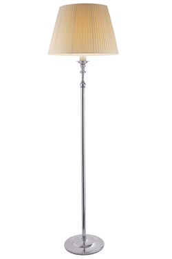 Nuguria chromed metal floor lamp and ivory shade. Estro. 