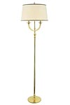 Polished bronze floor lamp and braid lampshade Regency . Estro. 