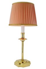 Lampe de chevet en bronze poli et abat-jour rose saumon Boston. Estro. Lampe de chevet en bronze poli et abat-jour rose saumon Boston. Estro.
