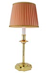 Bedside lamp in polished bronze and salmon pink lampshade Boston. Estro. 