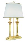 Double lamp in polished bronze and lampshade with fine braids Principe. Estro. 