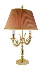 Double table lamp in twisted aged bronze and salmon pink pleated fabric Boston. Estro. 