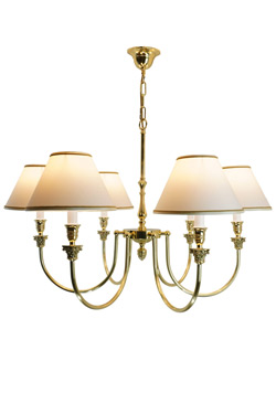 Lustre 6 lumières en laiton poli Principe. Estro. 
