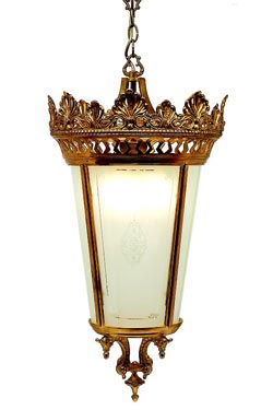 Carlton small golden lantern pendant. Estro. 