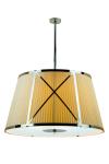 Classic round pendant light in ivory pleated fabric Panarea. Estro. 