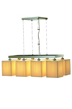 Shaula lustre contemporain 8 lumières en tissu plissé beige. Estro. 