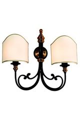 Cast bronze wall light with black patina Sabik white fabric shade. Estro. Cast bronze wall light with black patina Sabik white fabric shade. Estro.