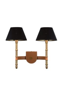 Custer double wall lamp in Camel leather. Estro. 