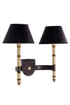 Custer wall lamp two lights black and leather. Estro. 