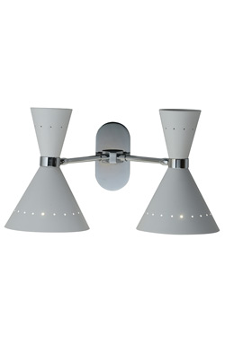 Diabolo double wall light, white and chrome, Diva. Estro. 
