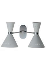 Diabolo double wall light, white and chrome, Diva. Estro. Diabolo double wall light, white and chrome, Diva. Estro.