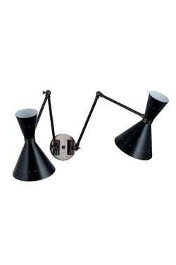 Diva double wall lamp Stilnovo Italian black and patinated bronze. Estro. 