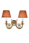 Double wall lamp in twisted bronze lampshade pleated salmon pink Boston. Estro. 