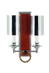 Juliette classic chrome and leather double wall light. Estro. 